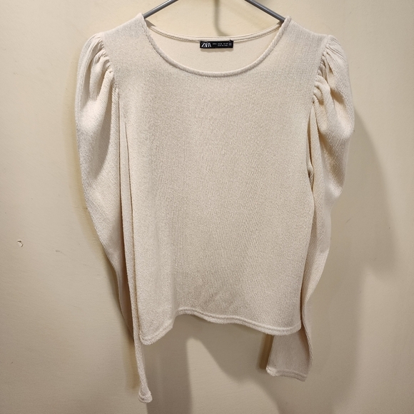 ZARA Cream Puff long sleeves Casual Top Size M - Picture 7 of 10